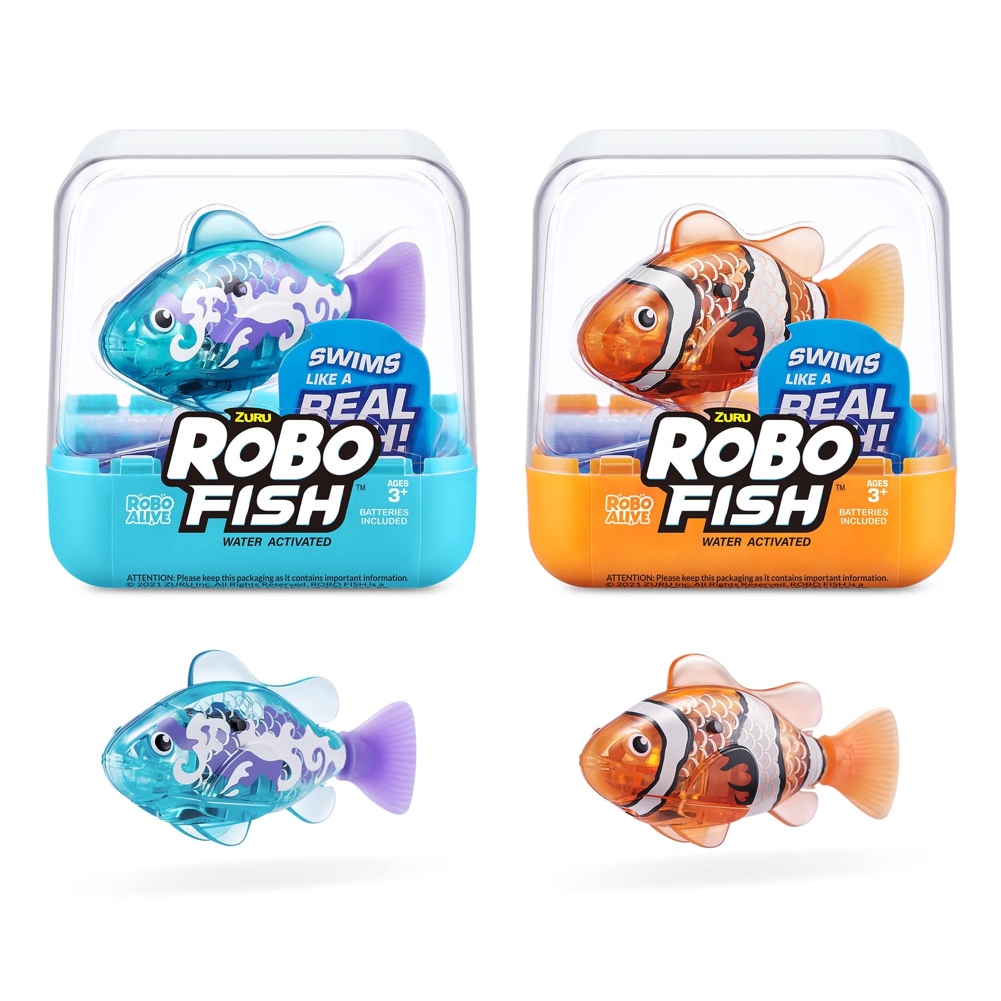 Robo Alive Robo Fish Robotic Swimming Fish (Teal + Orange) by ZURU ...