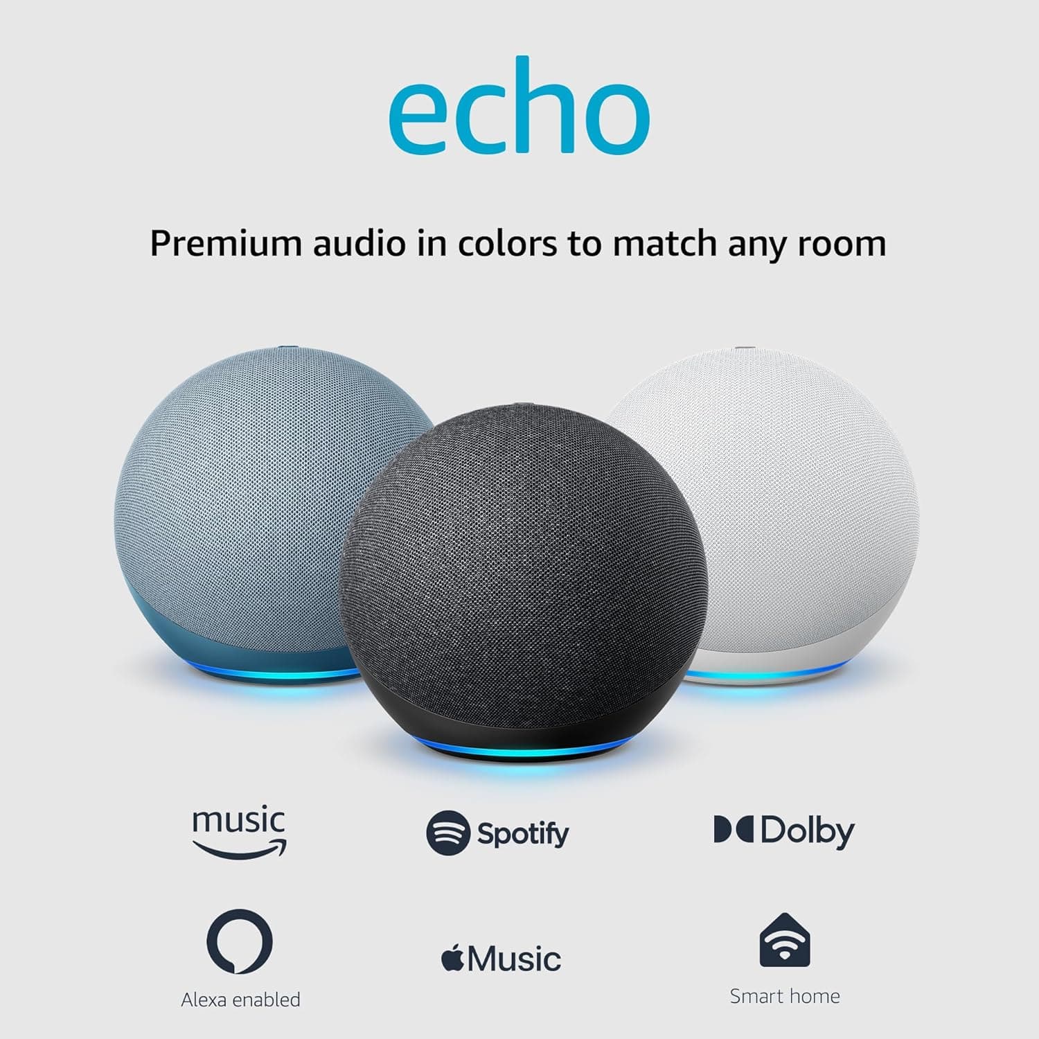 Echo (4th Gen) | With premium sound, smart home hub, and Alexa | Charcoal