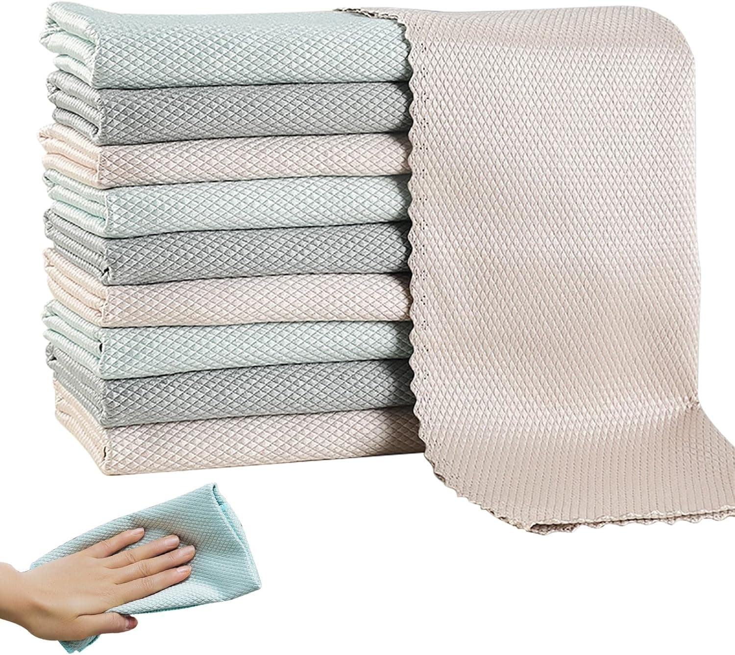 Pack of 10 Premium Microfibre Absorbent Cloths for Window Glass Kitchen ...