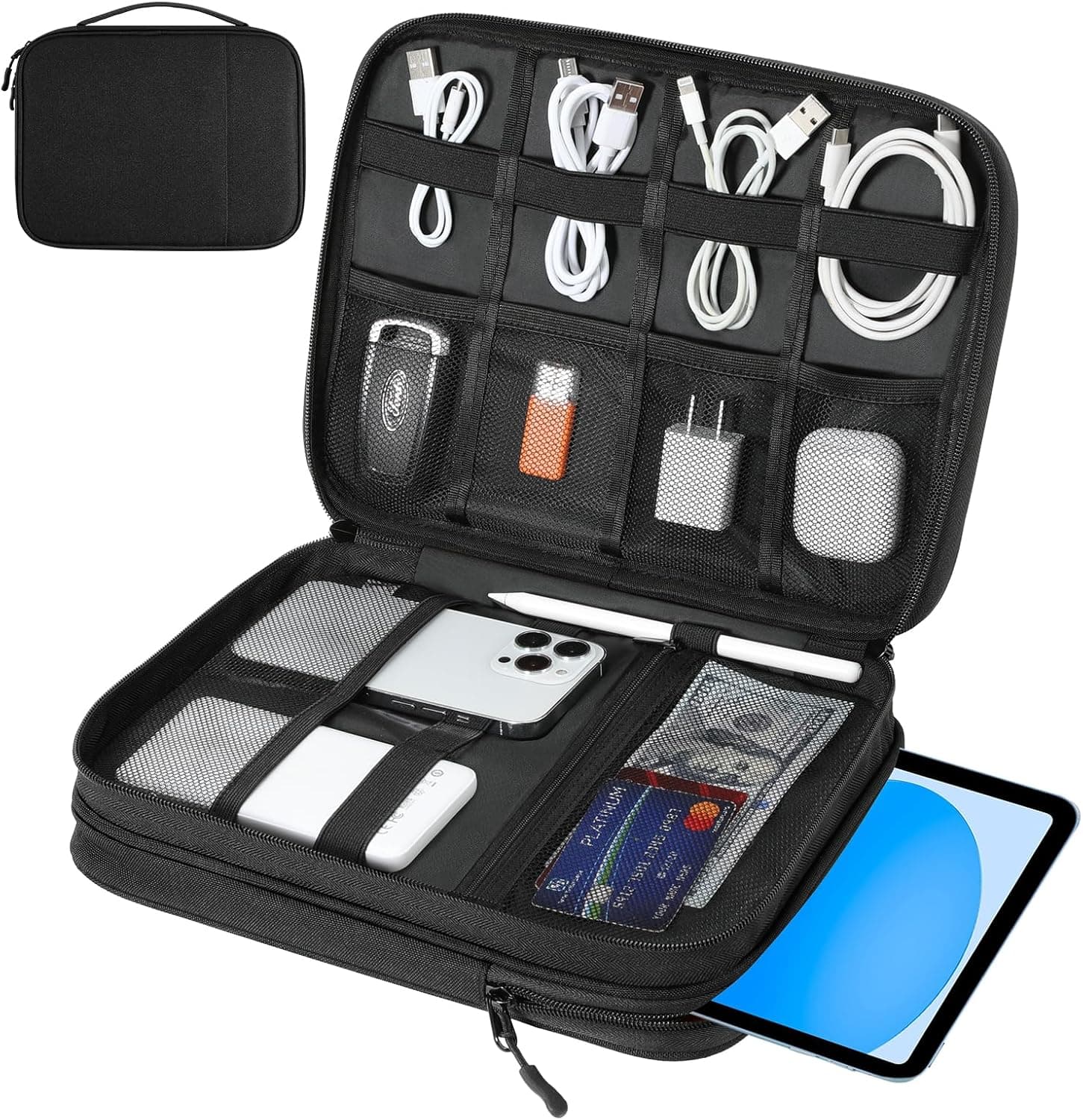 Amazon.com: Dadanism Electronics Organizer Travel Case, Double Layers ...