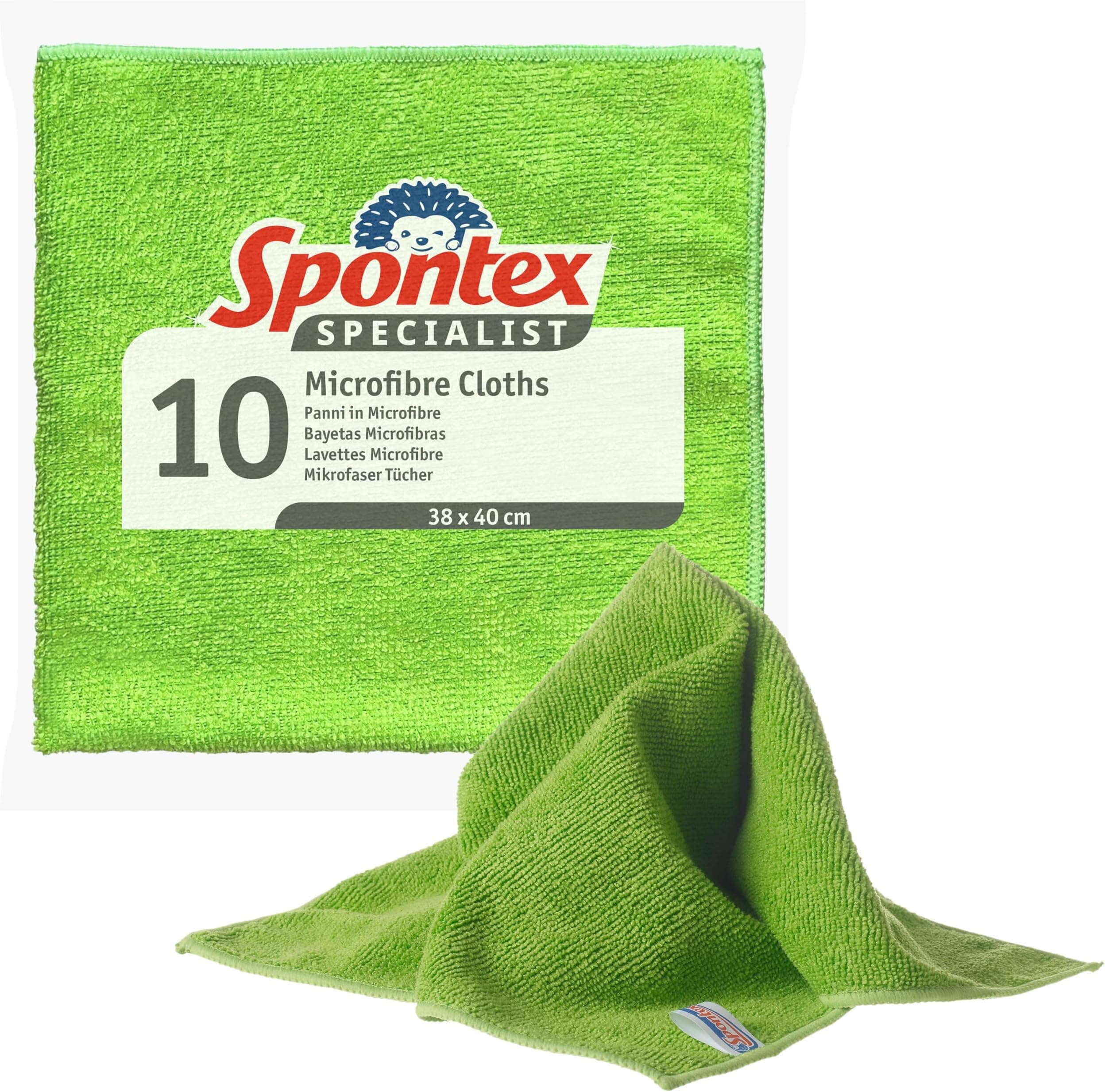 Spontex Specialist 10 Microfibre Cloths, 38 x 40cm Cleaning Cloths ...