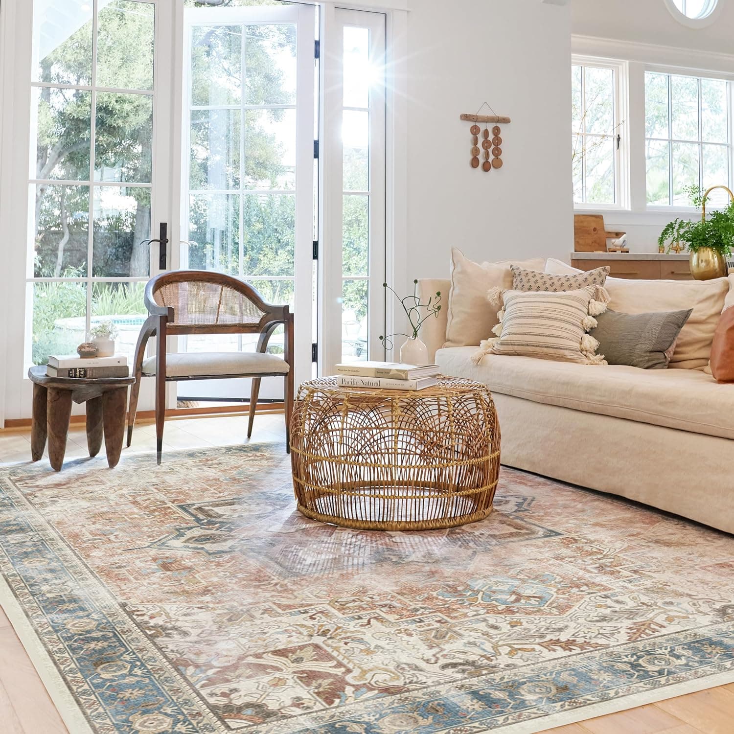 Amazon.com: RUGGABLE Washable Vintage Area Rug – Kamran Coral 10x14 ...