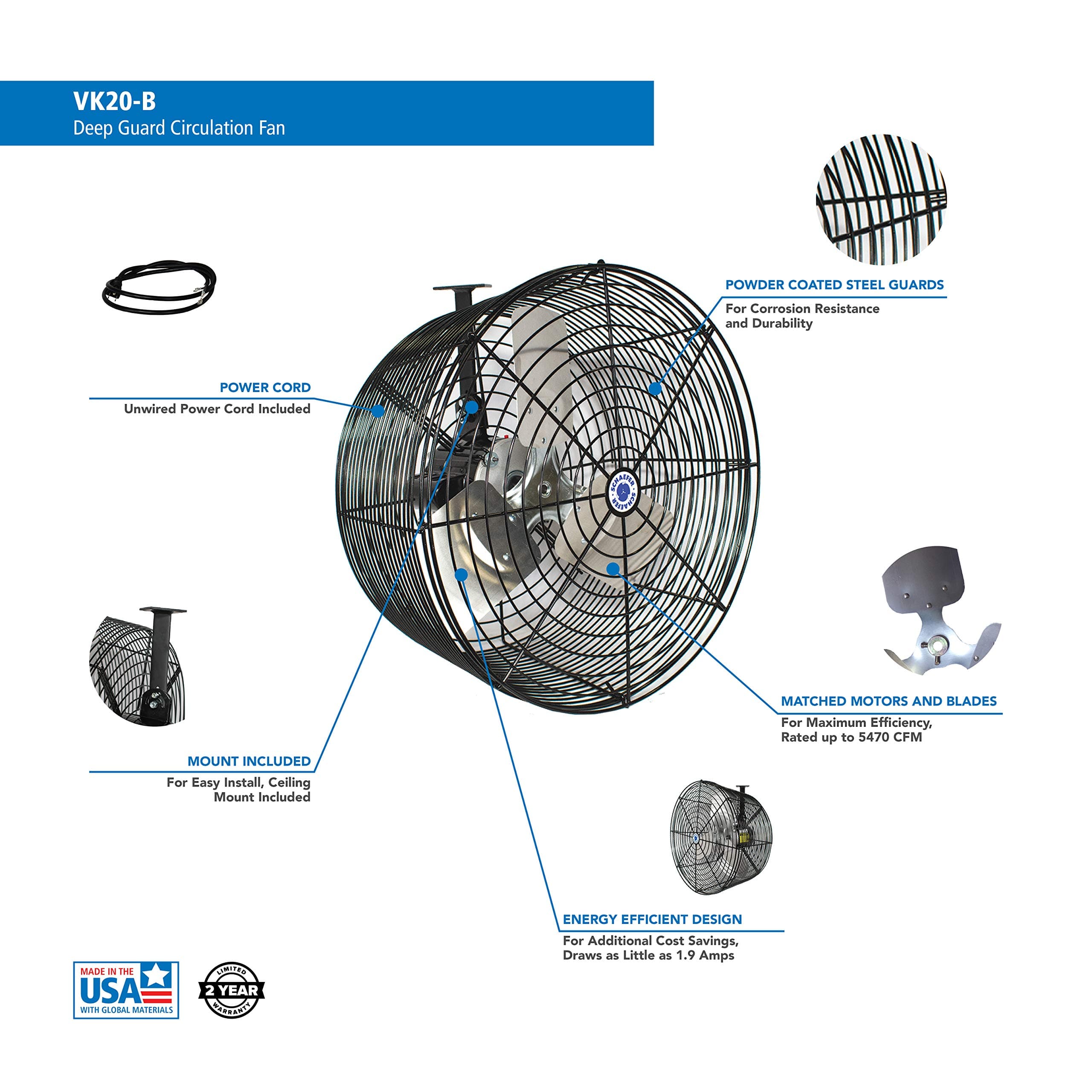 Snapklik.com : Schaefer VK20-B VersaKool Air Circulator Fan & Aluminum ...