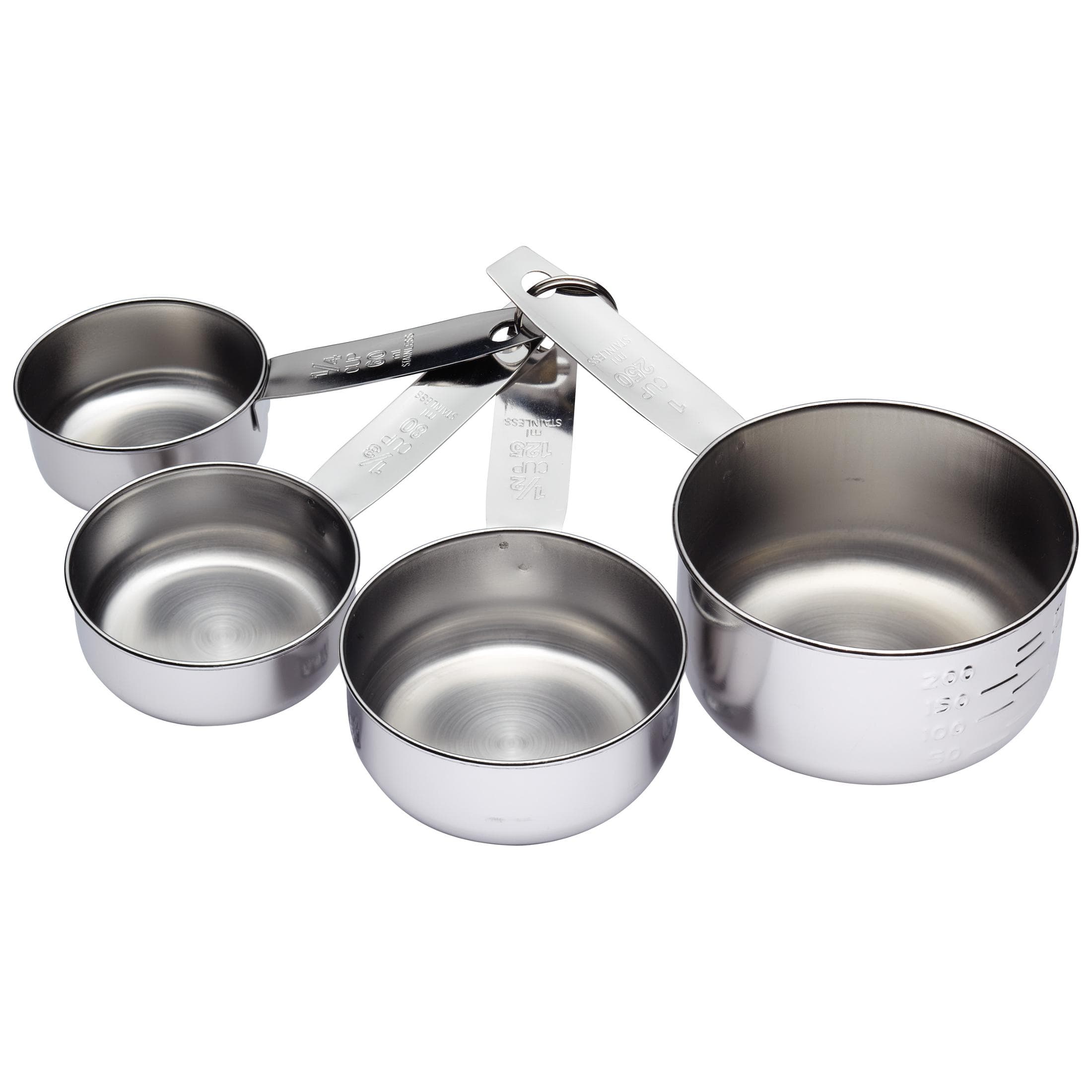 KitchenCraft Stainless Steel Measuring Cups (4-Piece Set): Amazon.co.uk ...