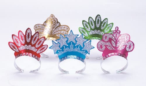 GLITTERED CROWN TIARAS ASSORTED - PACK PF 72 | PT1026 | Magic Light
