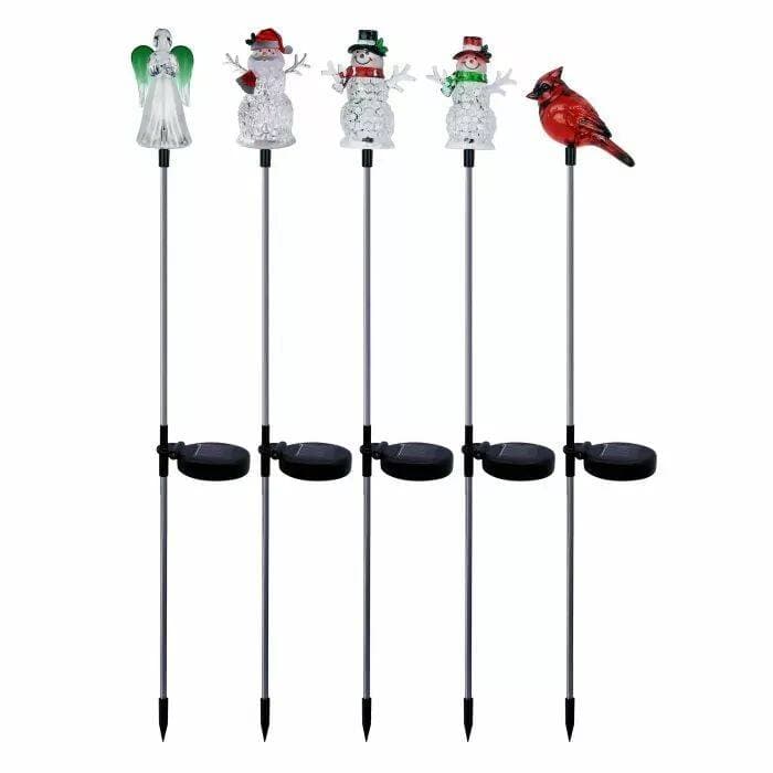 Alpine® RGG480ABB Solar Winter Iconic Holiday Garden Stakes, Assorted ...