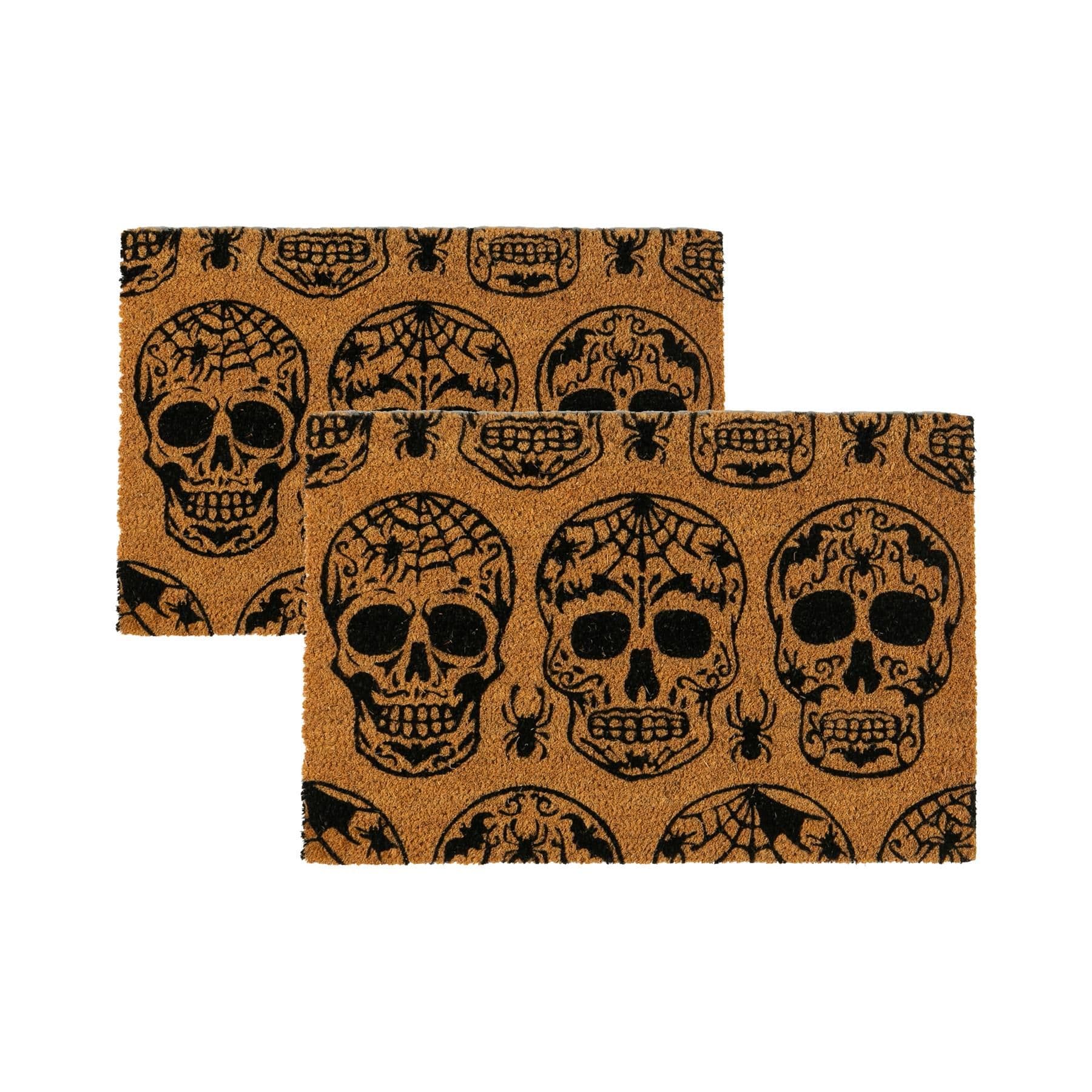 Rugs | 2x Halloween Coir Door Mats Day of the Dead Spooky Seasonal ...