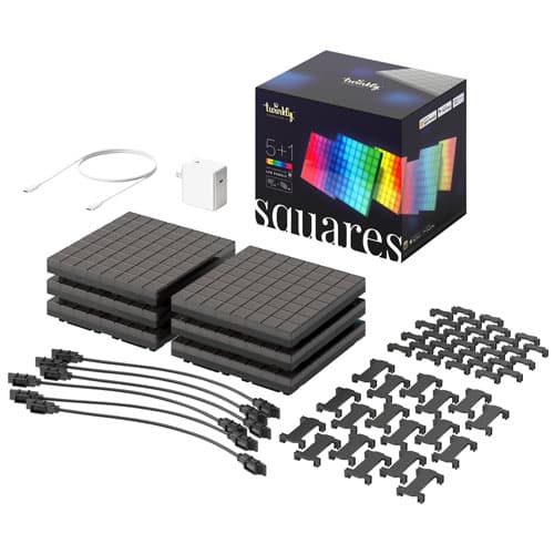 Twinkly Squares RGB Smart LED Light Panels - Combo Kit - 6 Panels ...