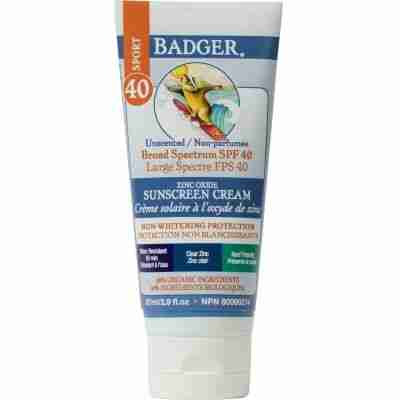 Badger Sport Sunscreen Clear Zinc Oxide SPF 40: Unscented, 87mL - Your ...