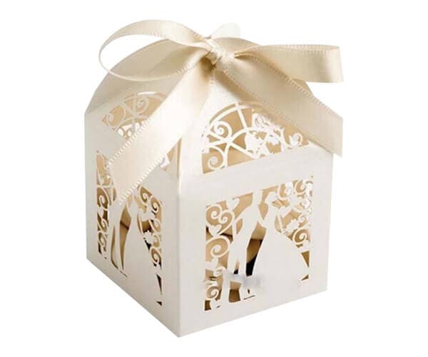 Luck and Luck Pearl White Embossed Wedding Favour Boxes