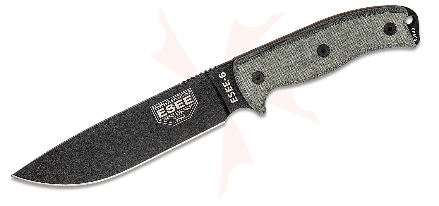 ESEE Knives ESEE-6P-B Plain Edge, Black Sheath, Clip Plate - KnifeCenter