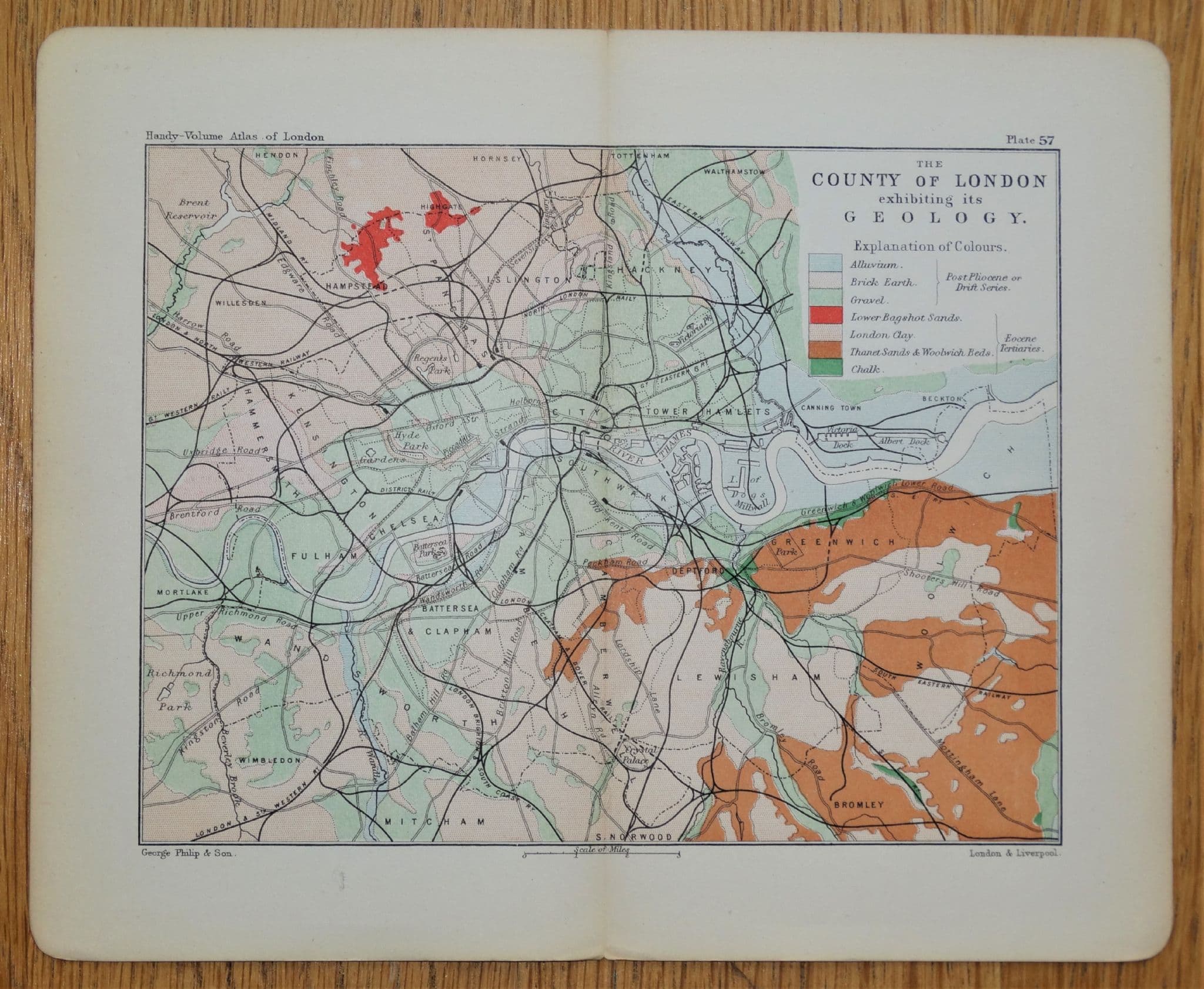 LONDON, GEOLOGICAL MAP, original antique map 1891: Map | Lindisfarne Prints