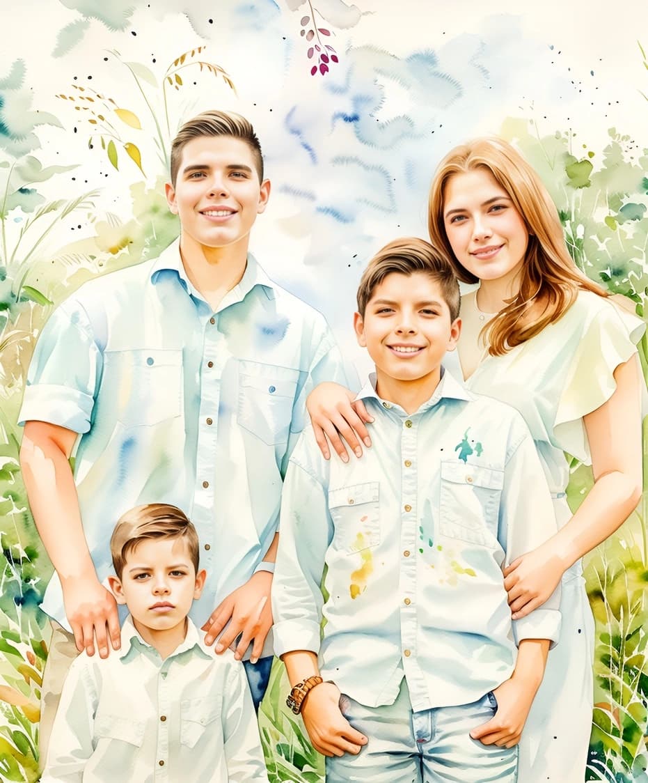 Custom family portrait painting from photo