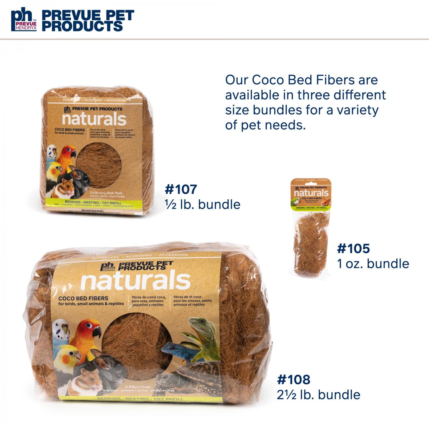 Coco Bed Fibers - 2.5 lb Bulk Package 108 Prevue Pet Products