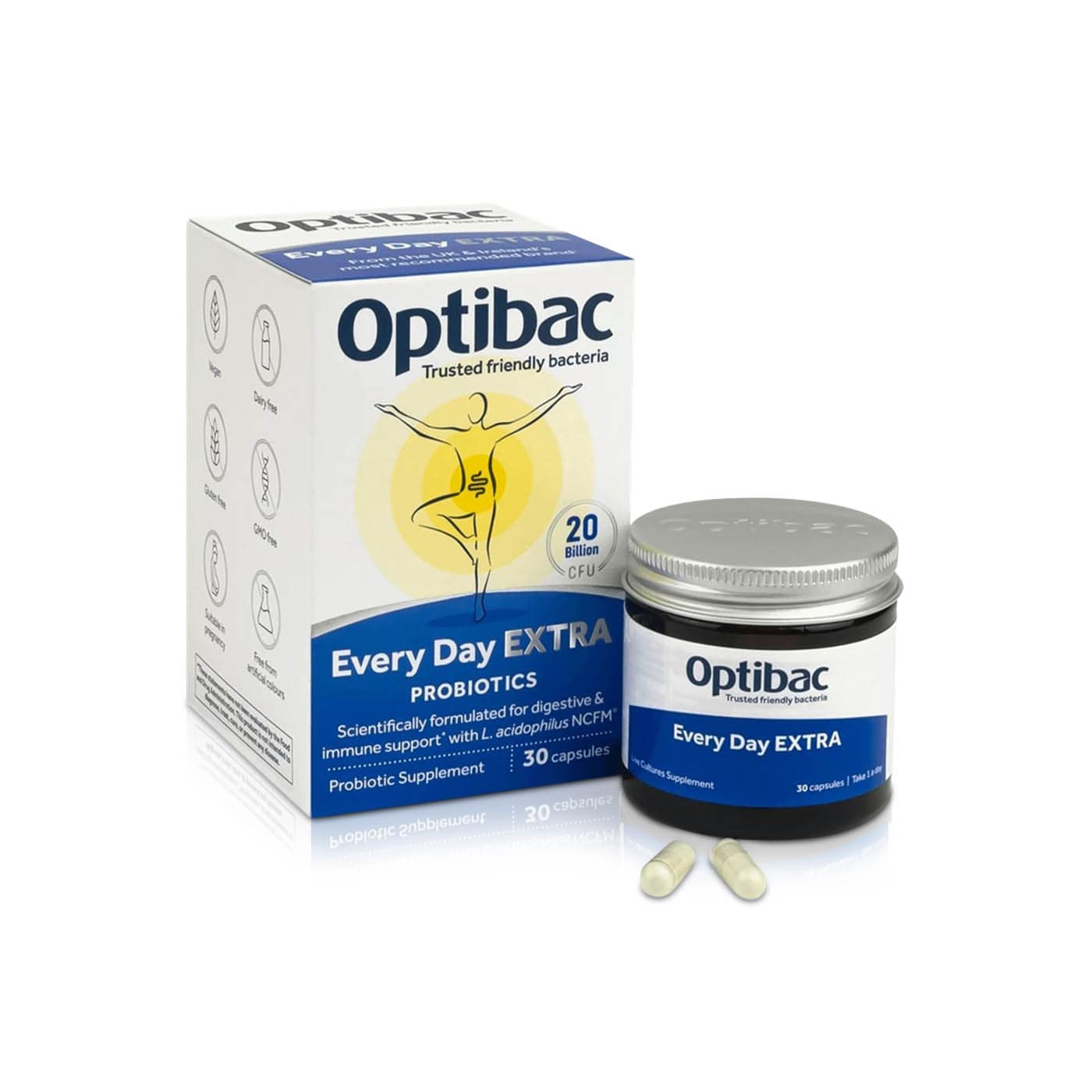 Optibac Every Day Extra Probiotic Digestive Supplement Capsules x 30 ...