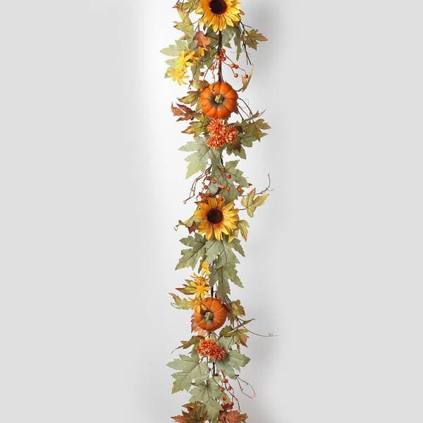 Gerson Autumn Harvest Garland with Pumpkin and Berry Accents ...