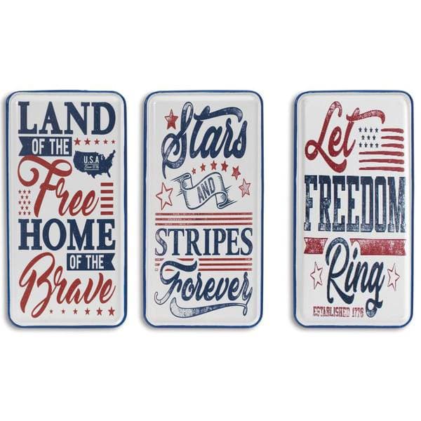 Gerson Set of 3, 23.8 in. Metal Patriotic Wall Signs - 2628880EC ...