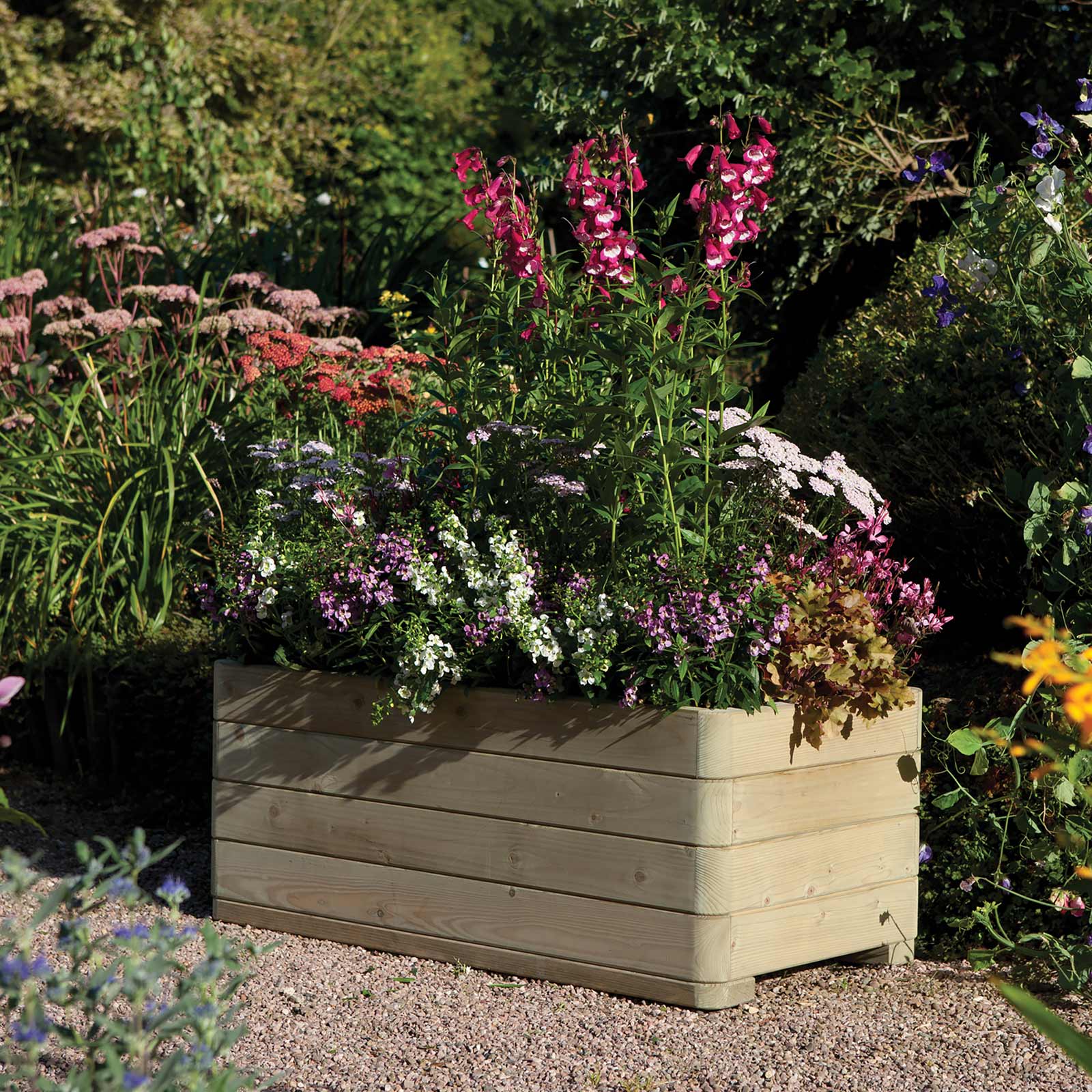 Rowlinson Marberry Rectangular Wooden Planter – Outdoor Raised Garden ...