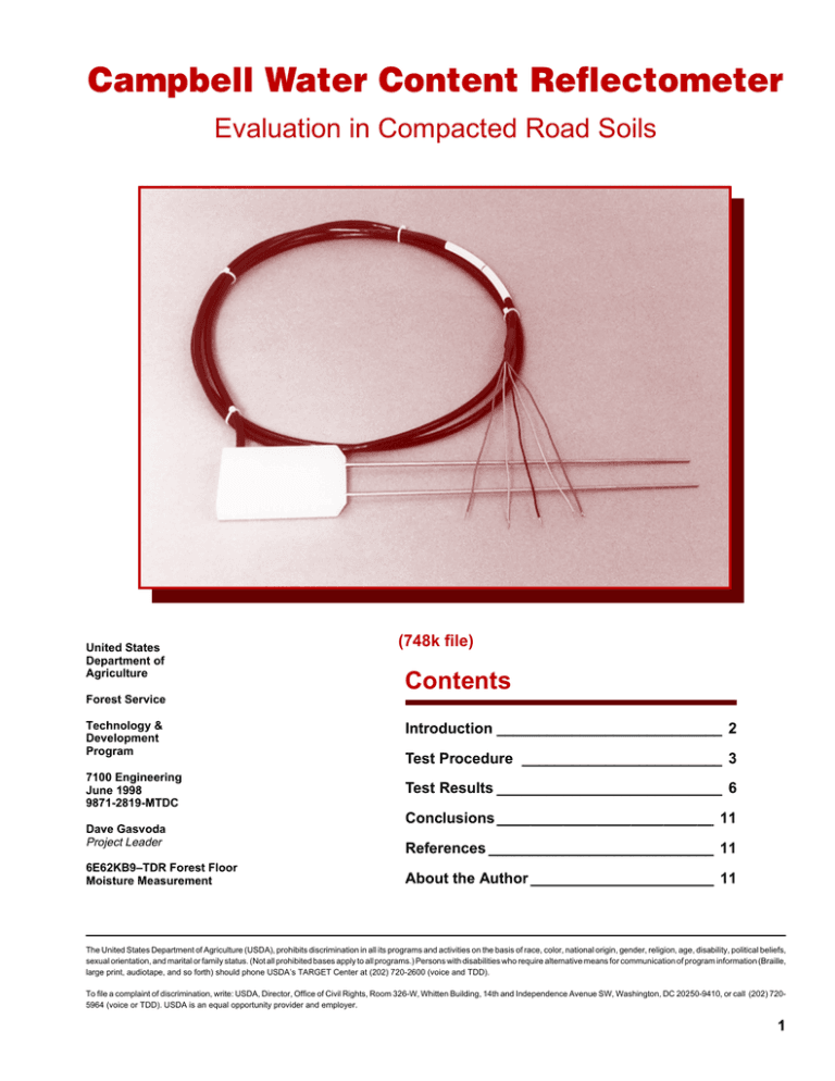 Campbell Water Content Reflectometer Evaluation in Compacted Road Soils ...