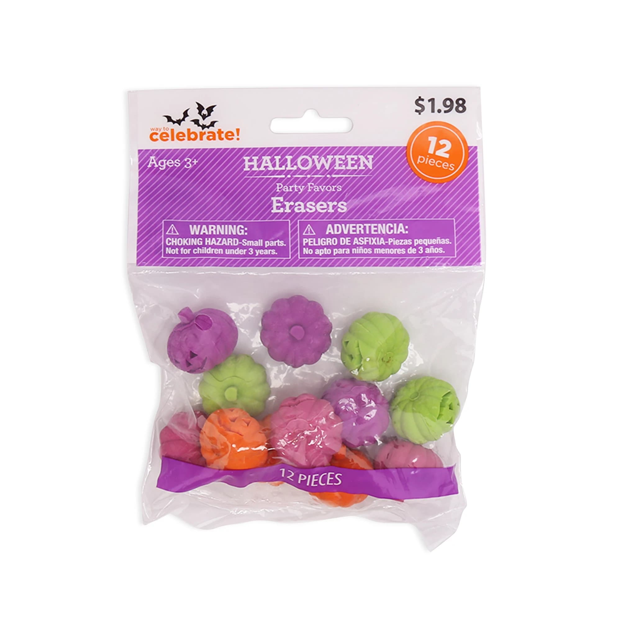 12 Ct Halloween Pumpkin Erasers Custom Tpr Fancy Cute Character Shaped ...