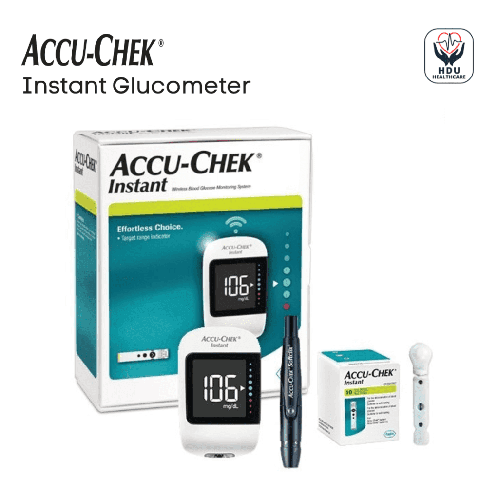 Accu-Chek Instant Blood Glucose Glucometer (with Bluetooth) With Vial ...