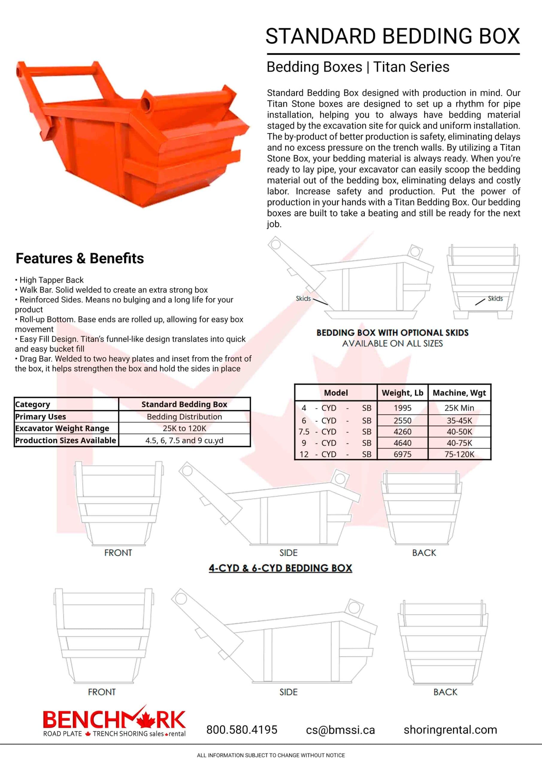 Standard Bedding Box - Shoring Rental