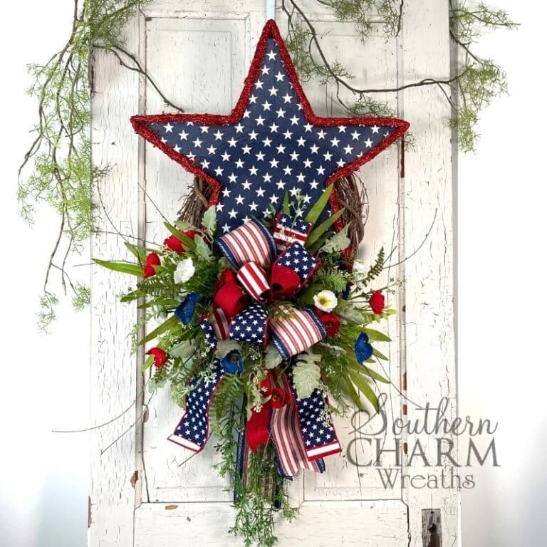 DIY Patriotic Star Wreath On Grapevine Base - Southern Charm Wreaths