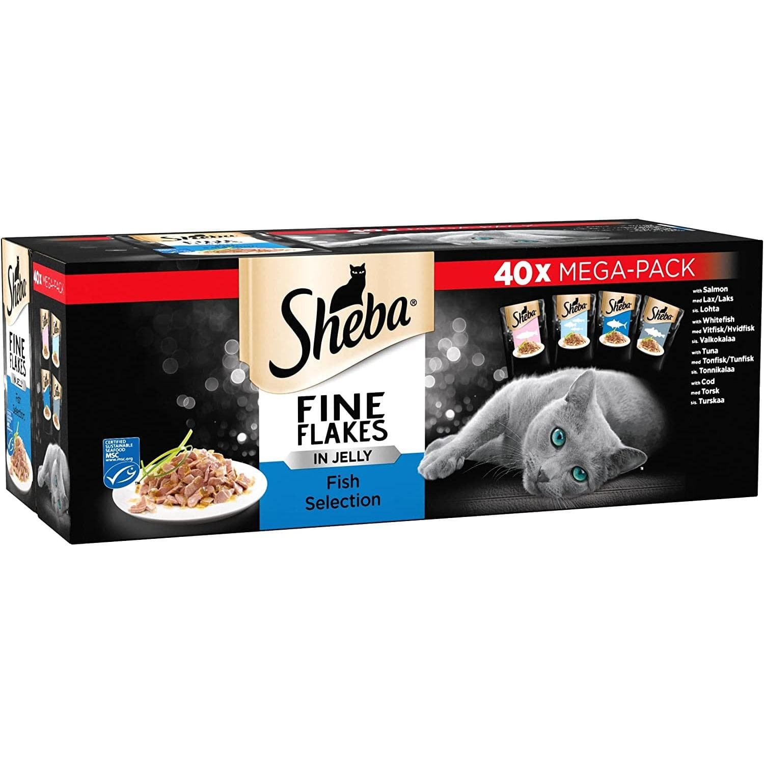 Sheba 🐠 Fish Selection Fine Flakes in Jelly 🐱 Cat Food