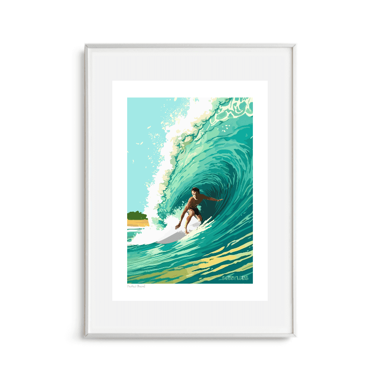 'Perfect Barrel' - Surfing Art Print by Sweetlines