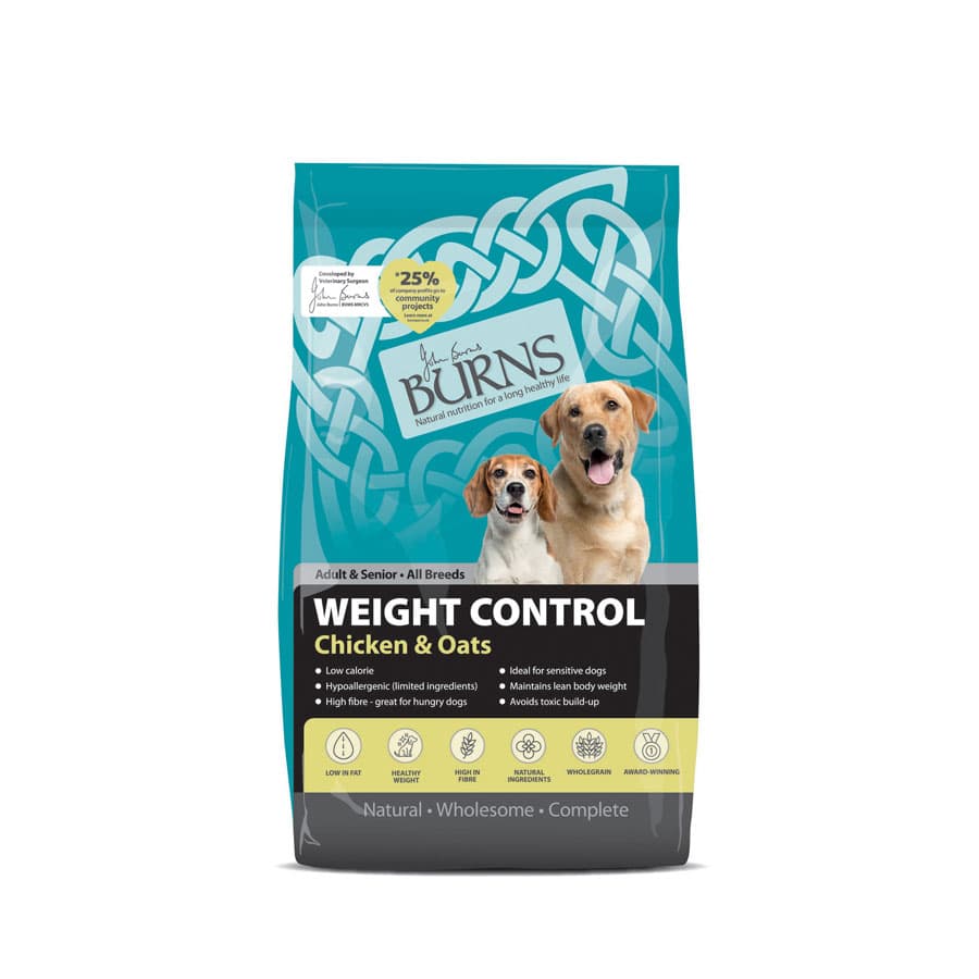 Burns Complete Dry Dog Food Adult/Senior Weight Control Chicken & Oats ...