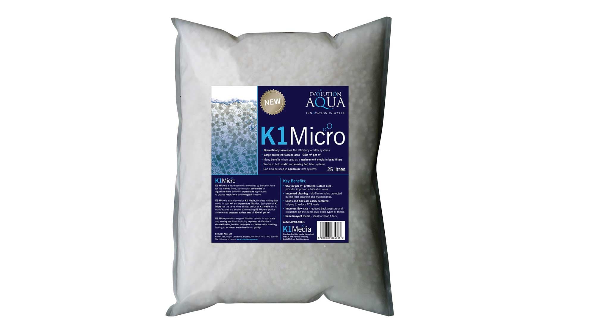 Evolution Aqua K1 Micro Media 25 litre - The Pond People