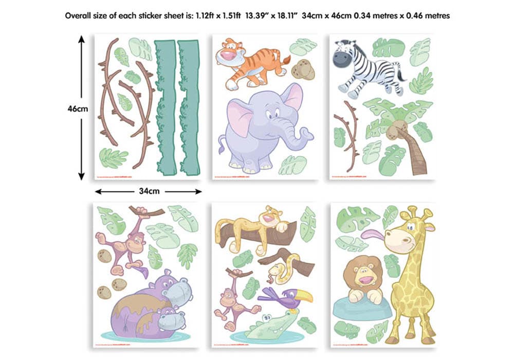 Baby Cartoon Jungle & Safari Room Decor Kit | Walltastic