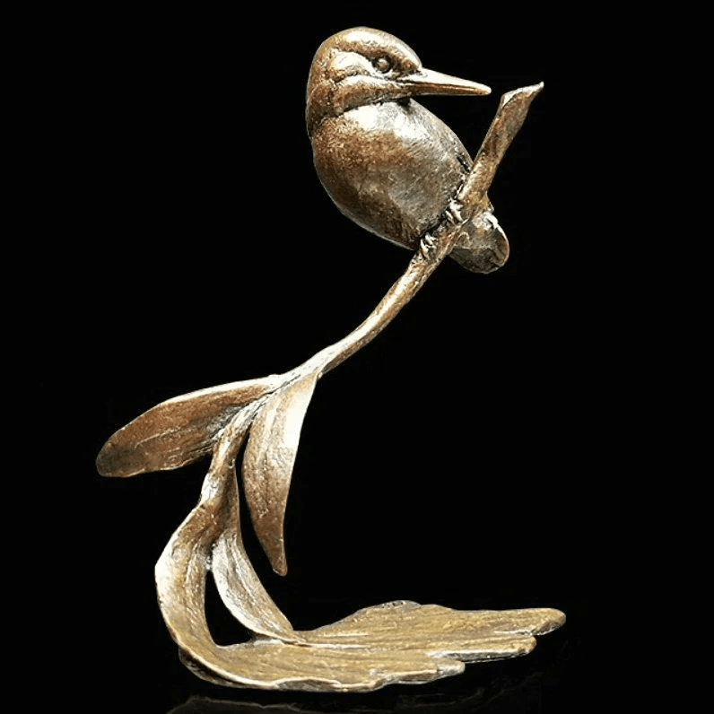Kingfisher with Willow Bronze Sculpture - Art And Home