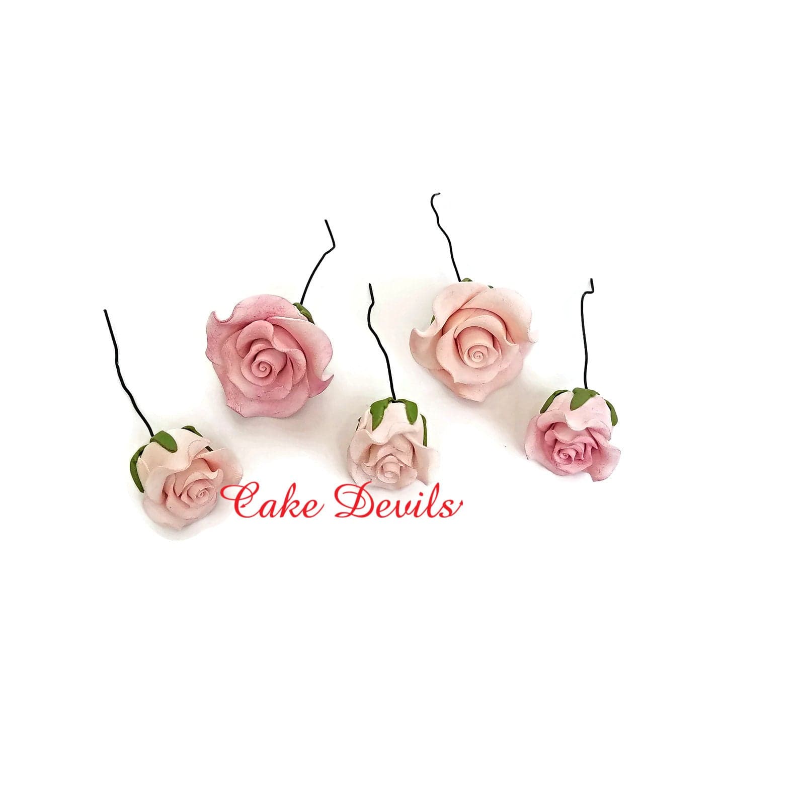 Fondant Roses Cake Toppers, Gumpaste Flower Cake Decorations, Valentine ...