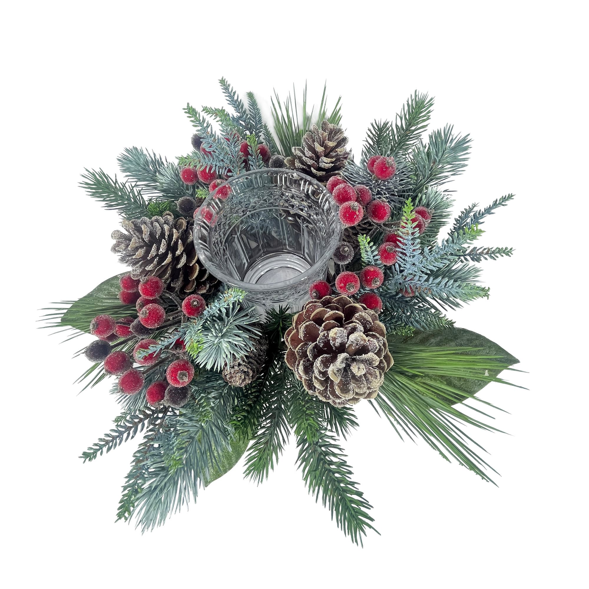 TABLE DECOR MIXED PINE W/ PINE CONE & FROSTED RED BERRY & MAGNOLIA LEAF ...