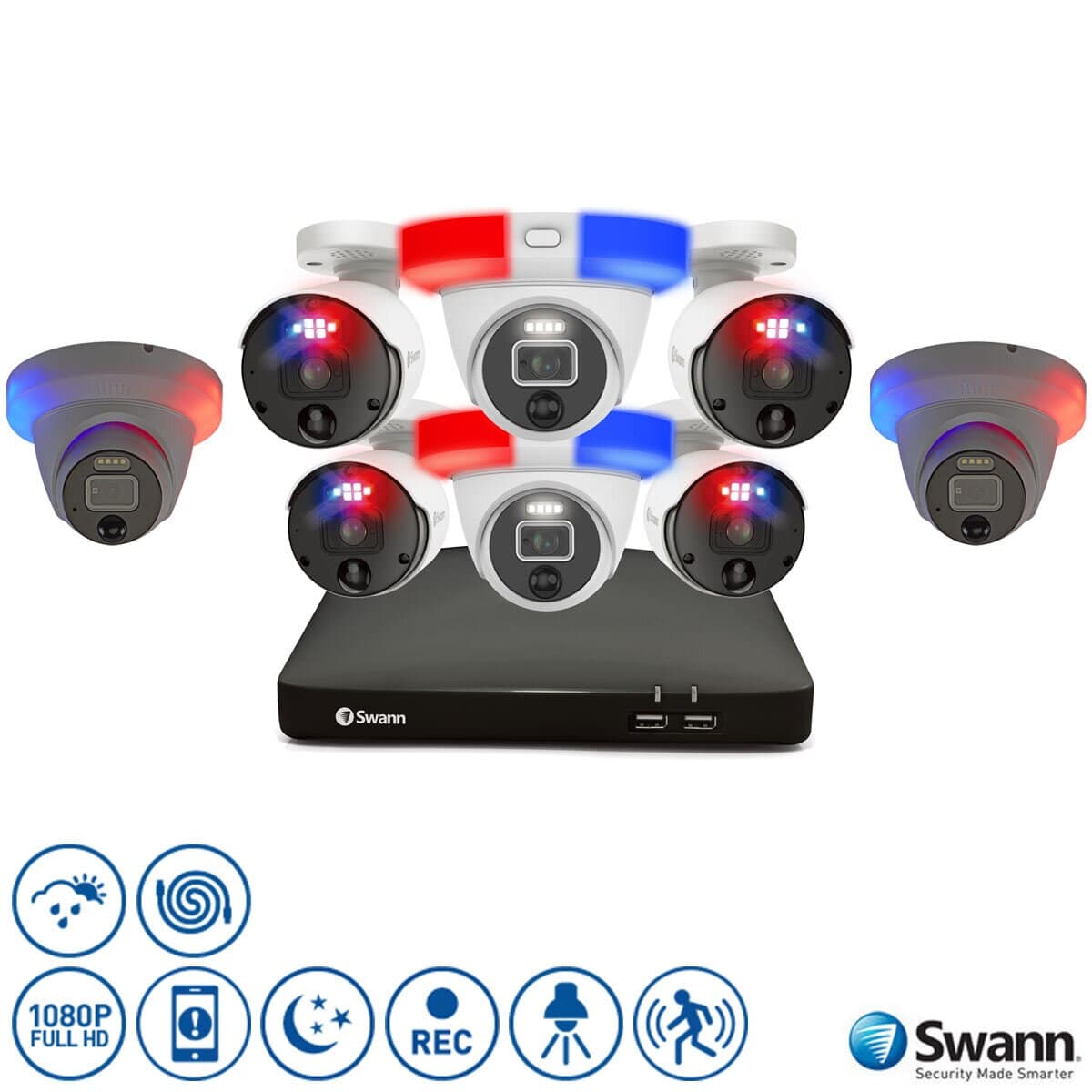 Swann 8 Channel 2TB NVR Recorder with 4 x NHD-900BE Enfor...