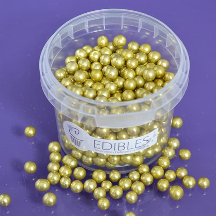 Purple Cupcakes 6mm Pearls Gold 100g | Culpitt