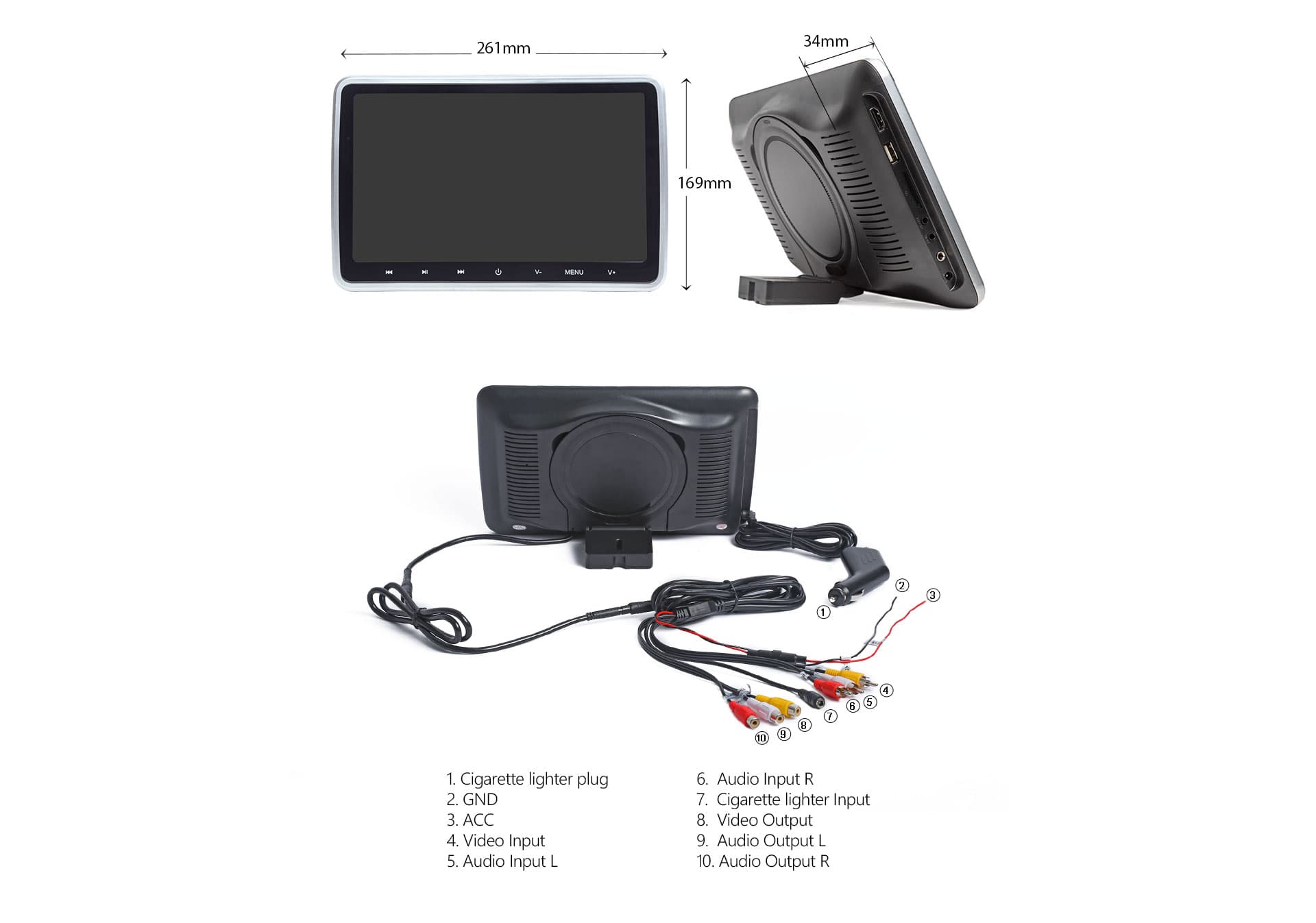 XTRONS 10.1 Inch Car Headrest Monitor with DVD Player (HD108)