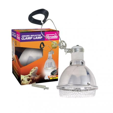 Arcadia Ceramic Reflector Clamp Lamp - Extra long reflector dome