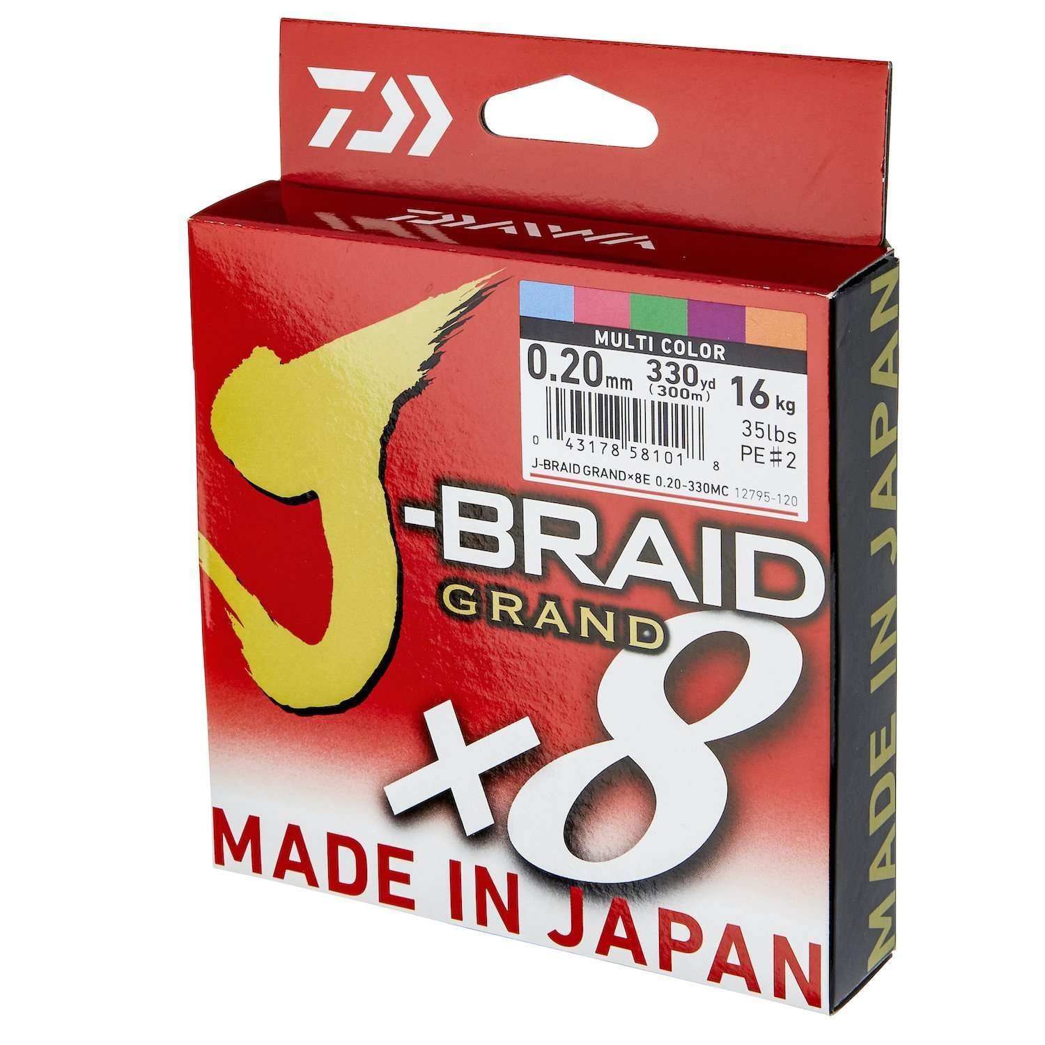 DAIWA J-Braid Grand X8, 300m, multicolor, Braided Fishing Line 0.1mm ...