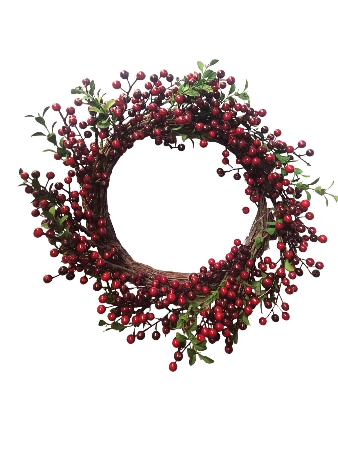 Christmas Door wreath Red Berry Twig and Leaf hanging decoration - Four ...
