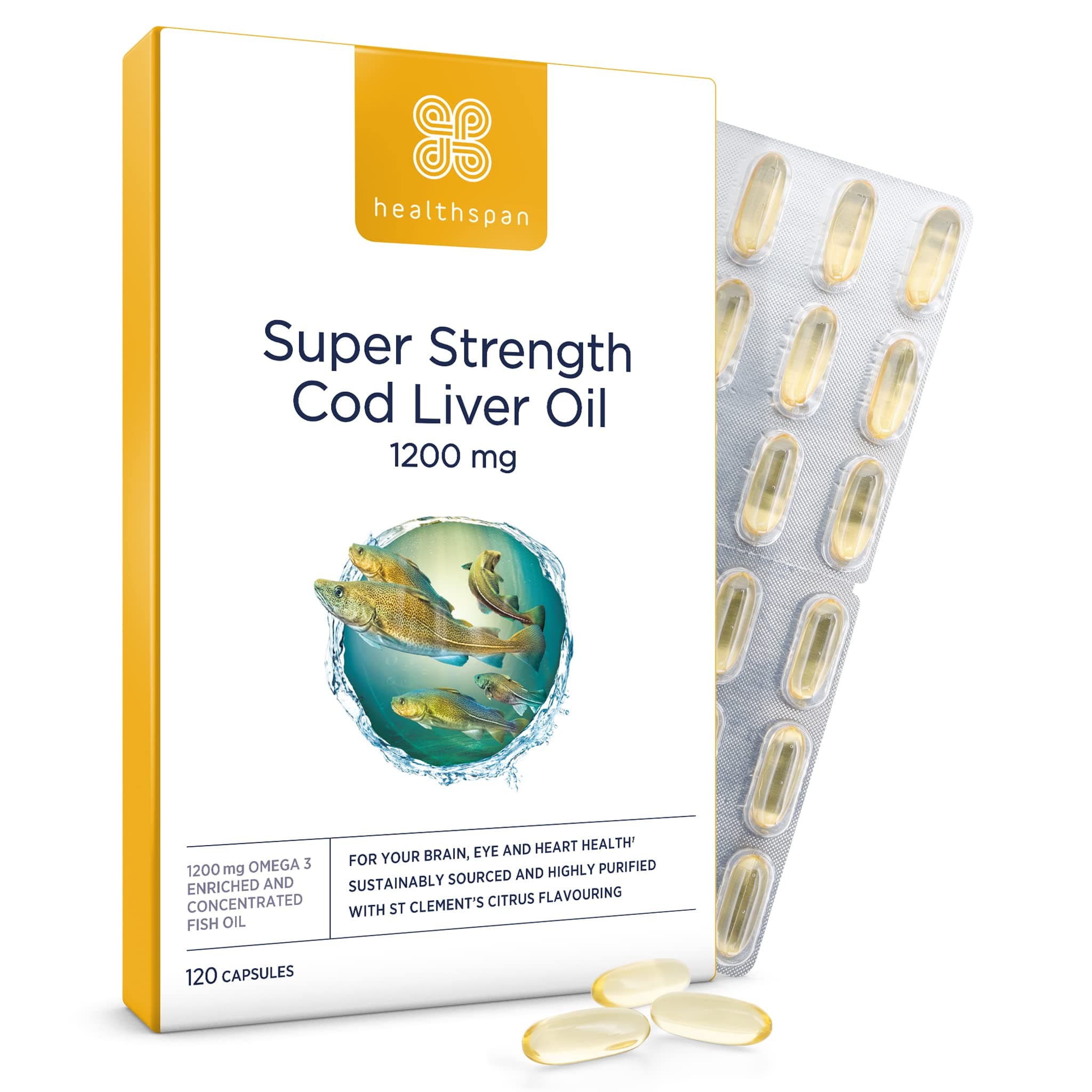 Healthspan Super Strength Cod Liver Oil 1 200mg (120 Capsules ...