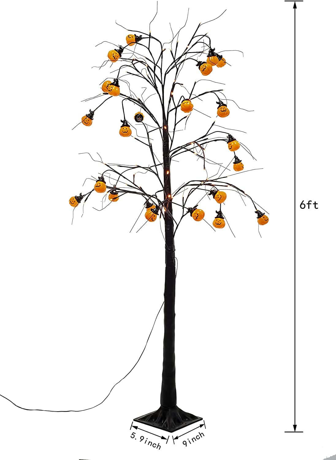 6 Ft Halloween Spooky Tree, Light Up Halloween Tree With 48 Led Orange ...