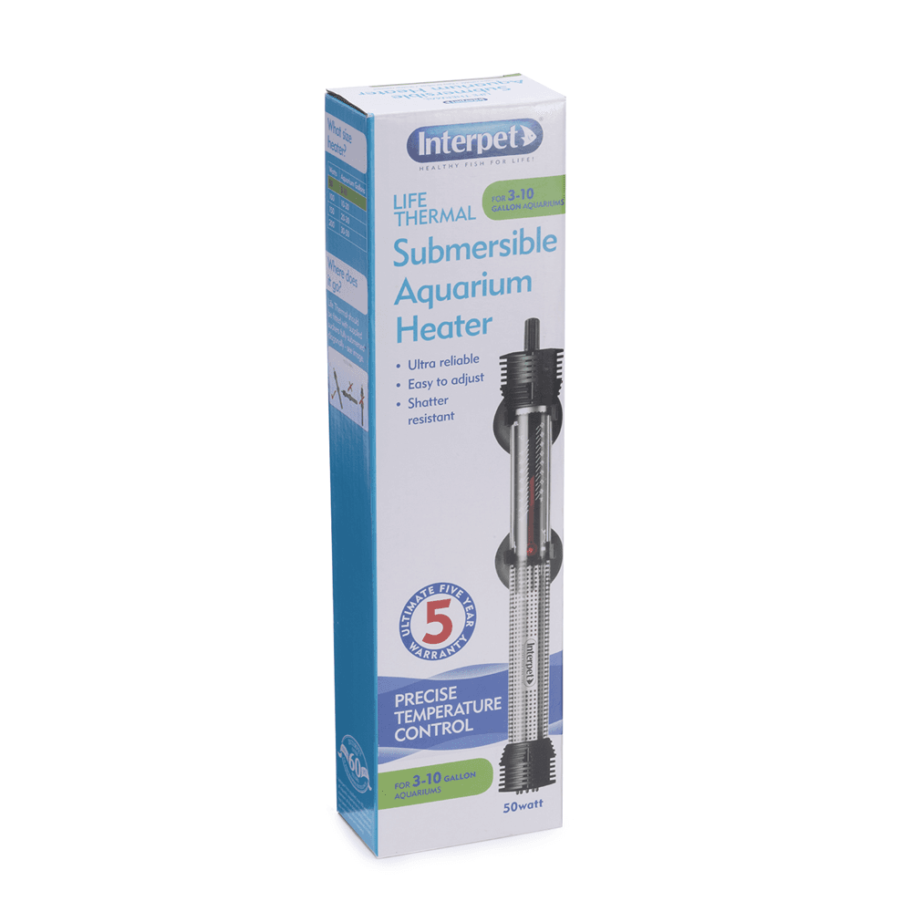 Interpet - LIFE THERMAL Submersible Aquarium Heater - 3-10 Gallons - 50 ...