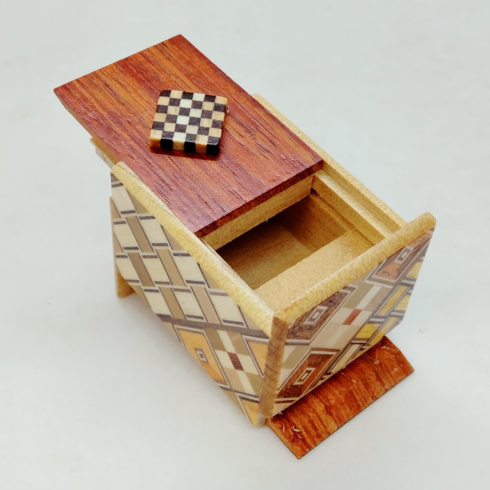 18 steps Solid Ichimatsu Mosaic Mame 1 sun Japanese puzzle box Himitsu ...