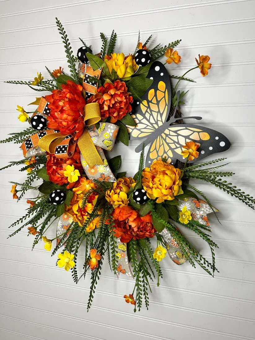 Monarch Butterfly Wreath - Lotus Wreath Designs