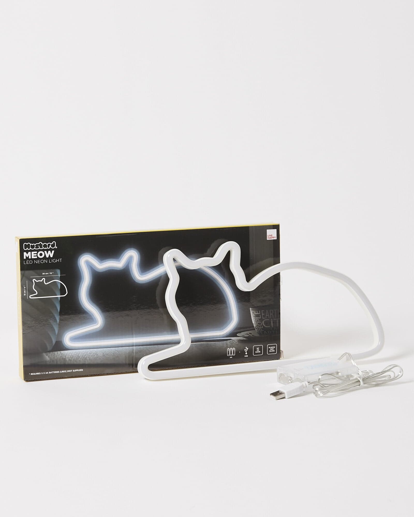 Cat White Neon Light | Oliver Bonas