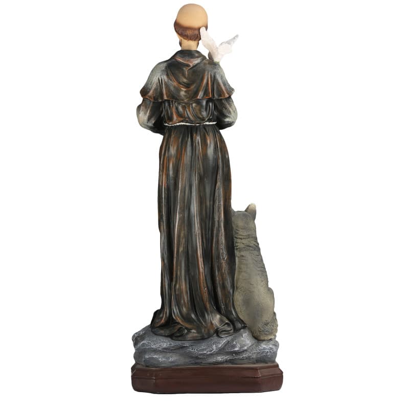 53cm coloured resin statue of Saint Francis of Assisi