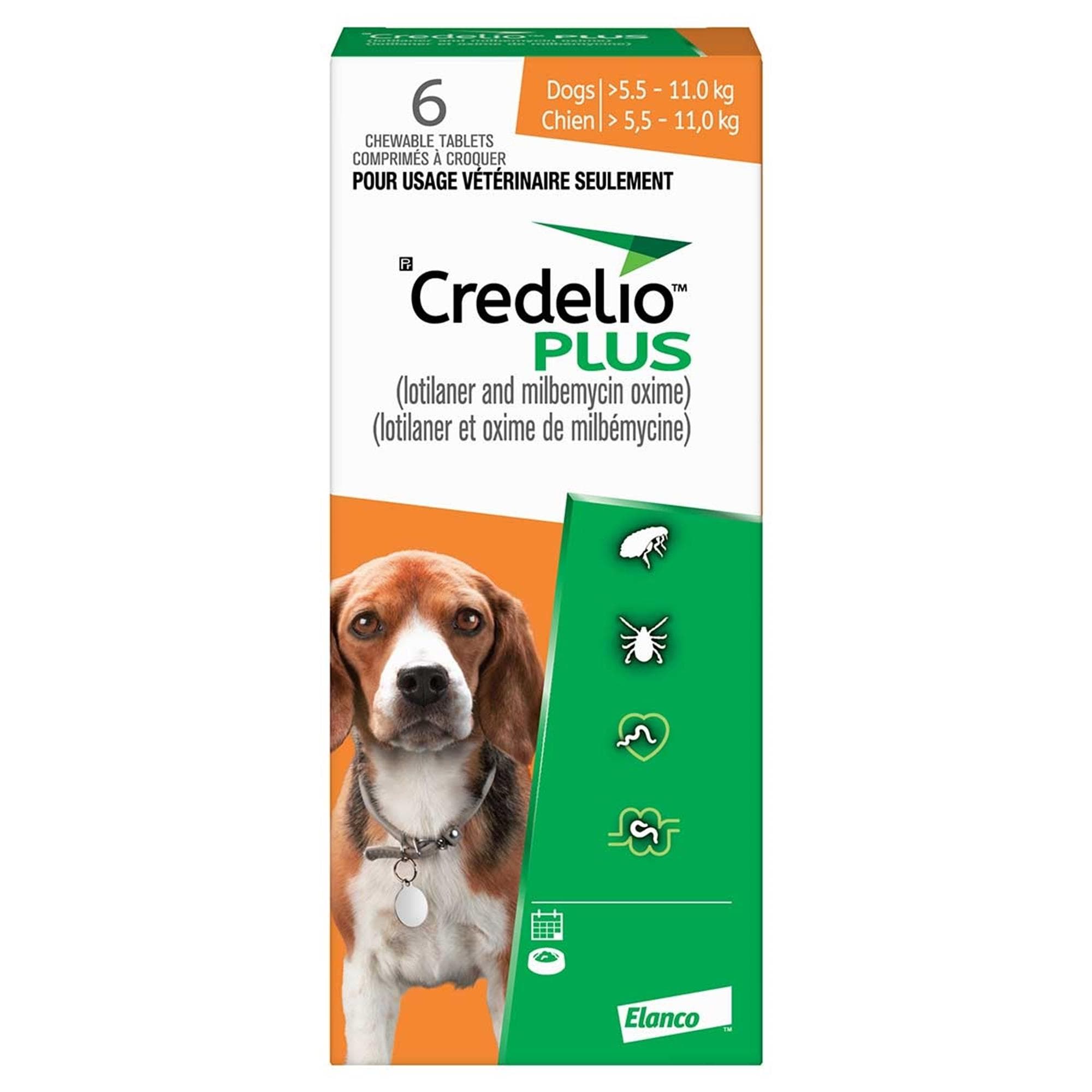 Credelio Plus Chewable Tablets for Dogs - 225/8.44 mg (5.6 - 11 kg ...