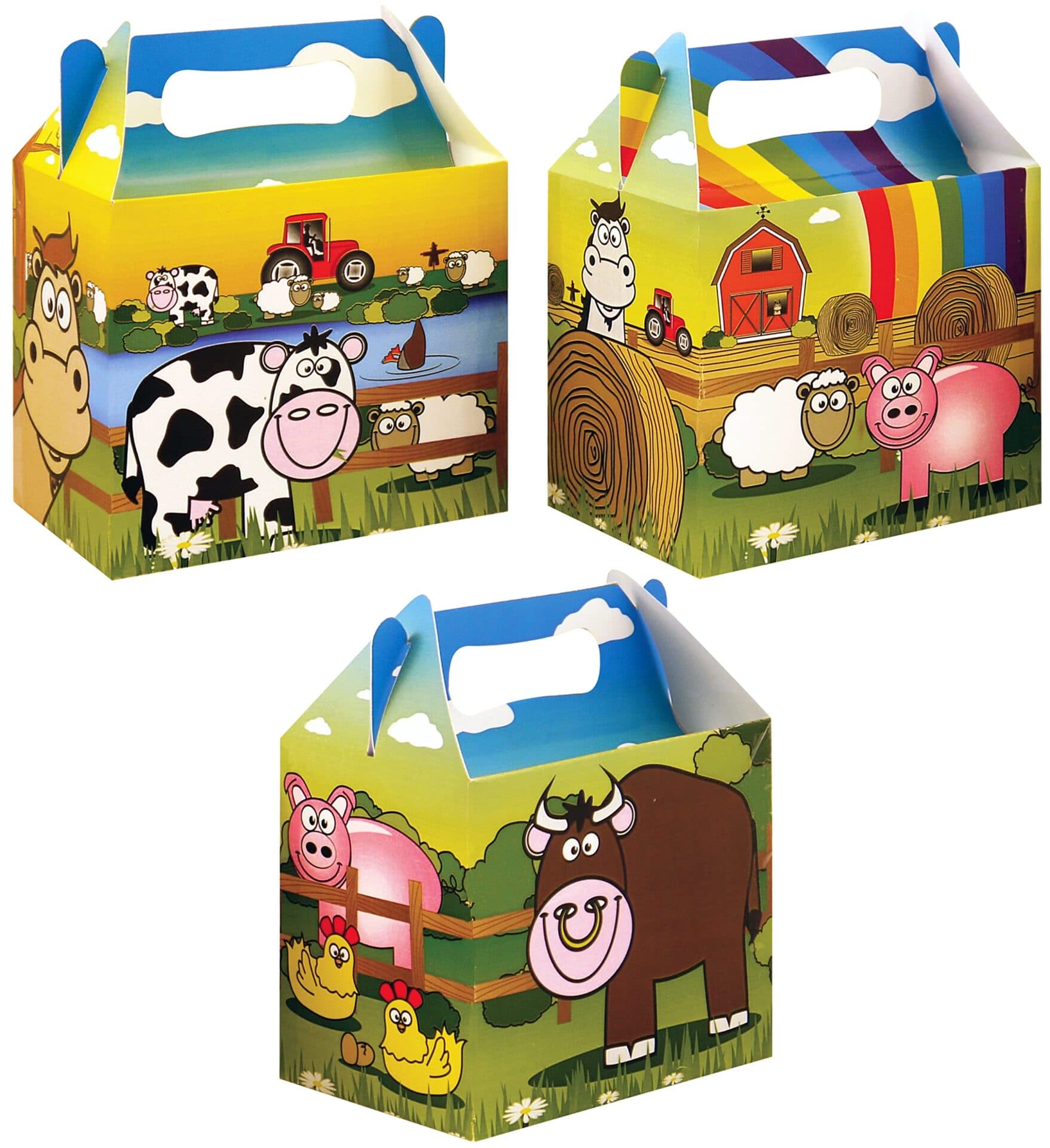 12 Pack Farm Animal Party Favour Food Gift Boxes Kids Birthday Treat Boxes